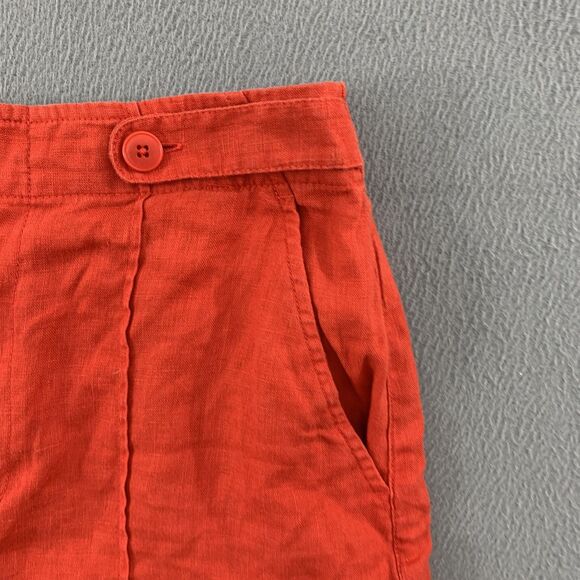Madewell Shorts Womens 6 Red 100% Linen Button Tab Waist Zip Fly Back Welt - Picture 2 of 14